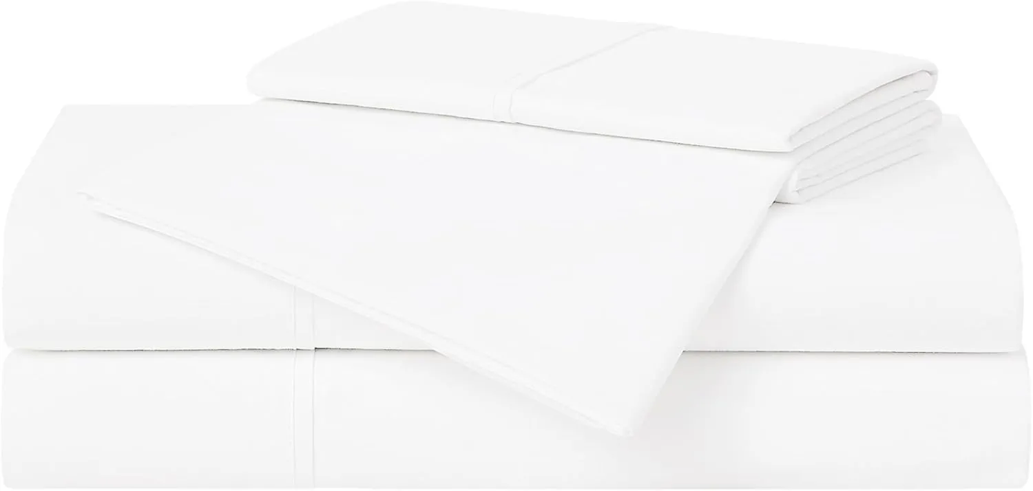 CANNON Solid Percale White 4 Piece Full Sheet Set