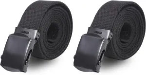 Canvas Web Belt - Military & Golf Belt with Black Buckle, Up to 45" Waist