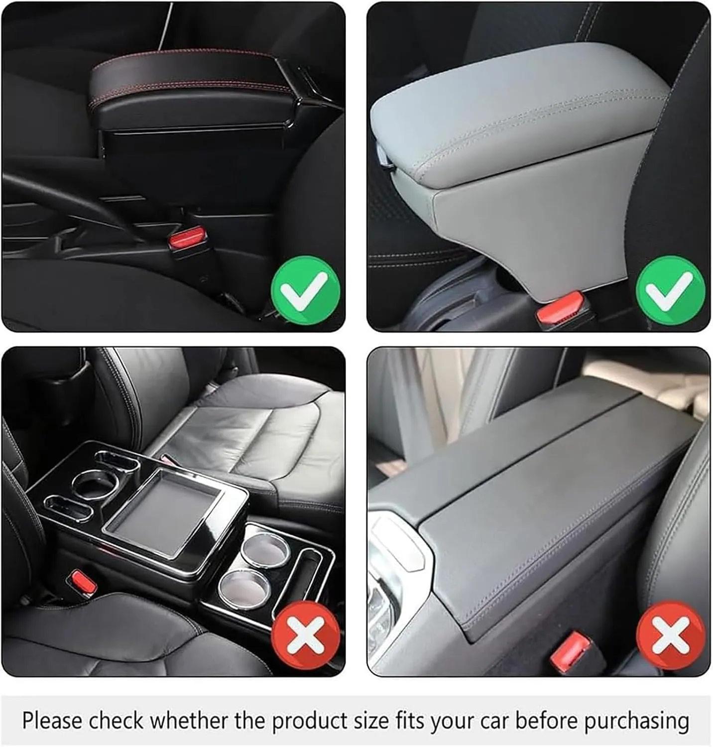 Car Arm Rest Cover Pad for Nissan Kicks 2016 2017 2018 2019 2020 2021, Leather Memory Foam Center Console Cushion with 2 Storage Bags and a Tissue Box Universal Car Interior Accessories
