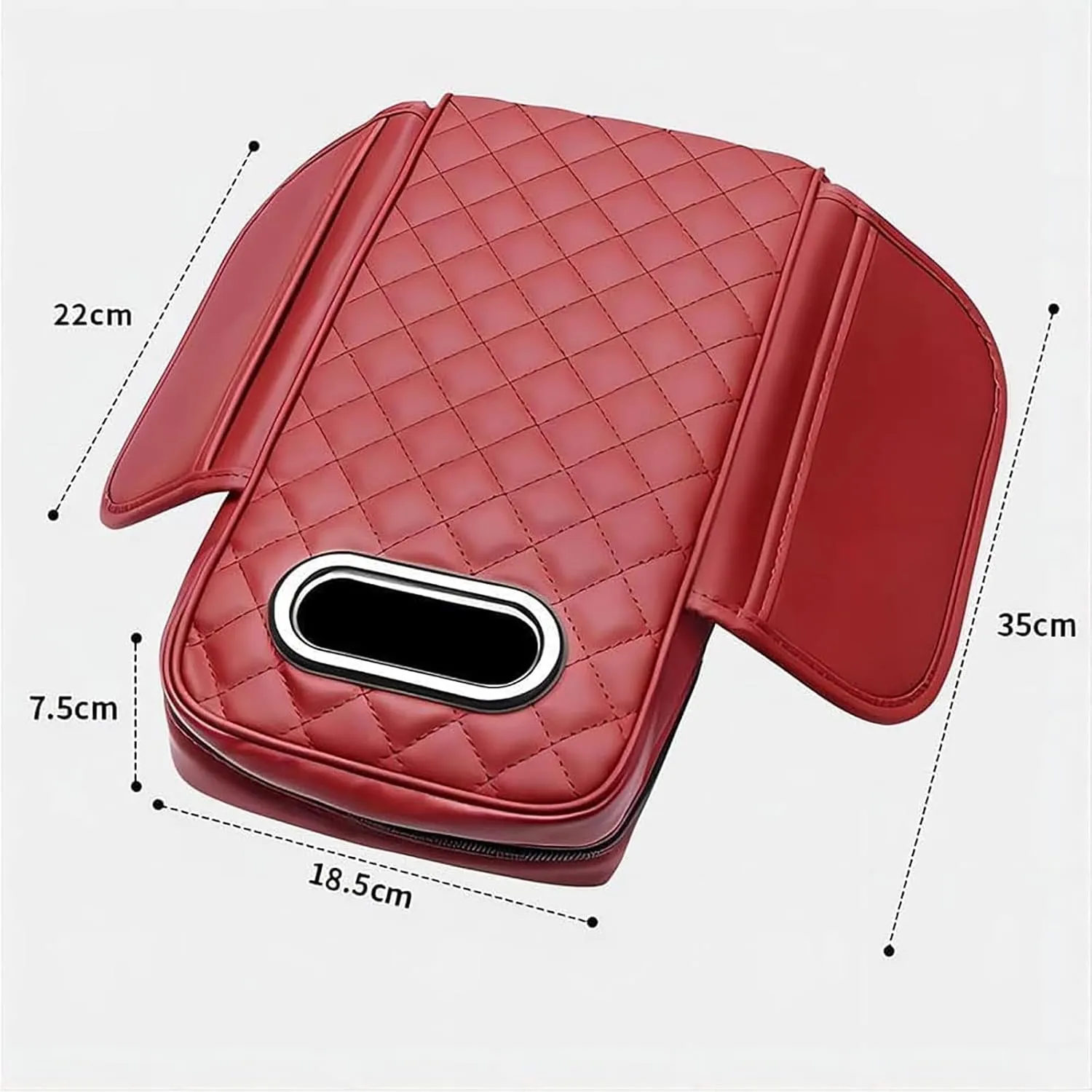 Car Arm Rest Cover Pad for Nissan Kicks 2016 2017 2018 2019 2020 2021, Leather Memory Foam Center Console Cushion with 2 Storage Bags and a Tissue Box Universal Car Interior Accessories