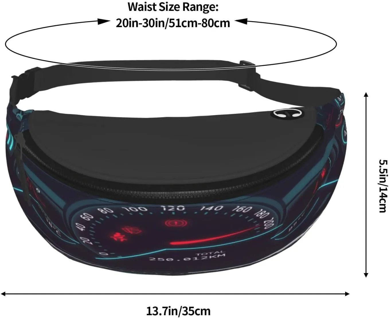 Car Dashboard Fanny Pack, Crossbody Waist Packs for Women Men Waist Bags with Adjustable Strap for Travel Running Hiking Sport