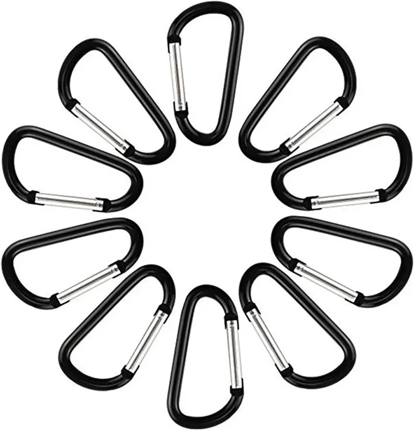 Carabiner Clips 10PCS Outdoor Carabiner D-Shaped Bold Metal Travel Kit Camping Aluminum Survival Gear Mountaineering Hooks