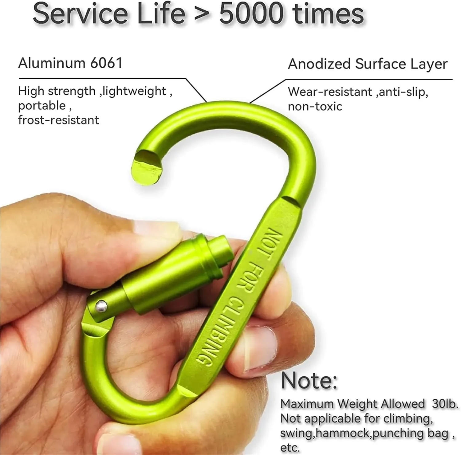 Carabiner Clips 4PCS Carabiner Set for Key Camping Survival Outdoor Keychain Clip Alloy Aluminum(D-4 Gray)