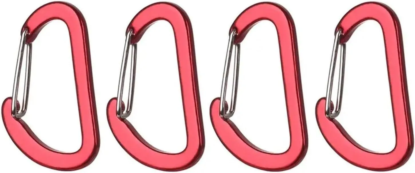 Carabiner,Carabiner Clip, Carabiner Clips 4pcs 7 Color Aluminum Alloy Fishing Tool Outdoor Camping Keyring Carabiner Climbing Snap Clip D-Ring Keychain(Red)(Red)