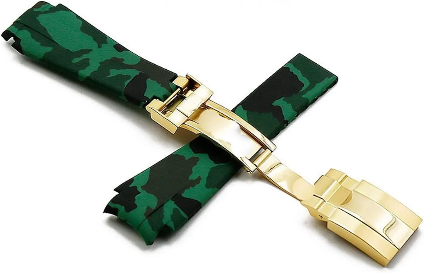 CAREG Camouflage Rubber Strap Men's Folding Buckle Watch Accessories Compatible With Rolex Water Ghost Di Tong Take 20mm Waterproof Silicone Strap Durable