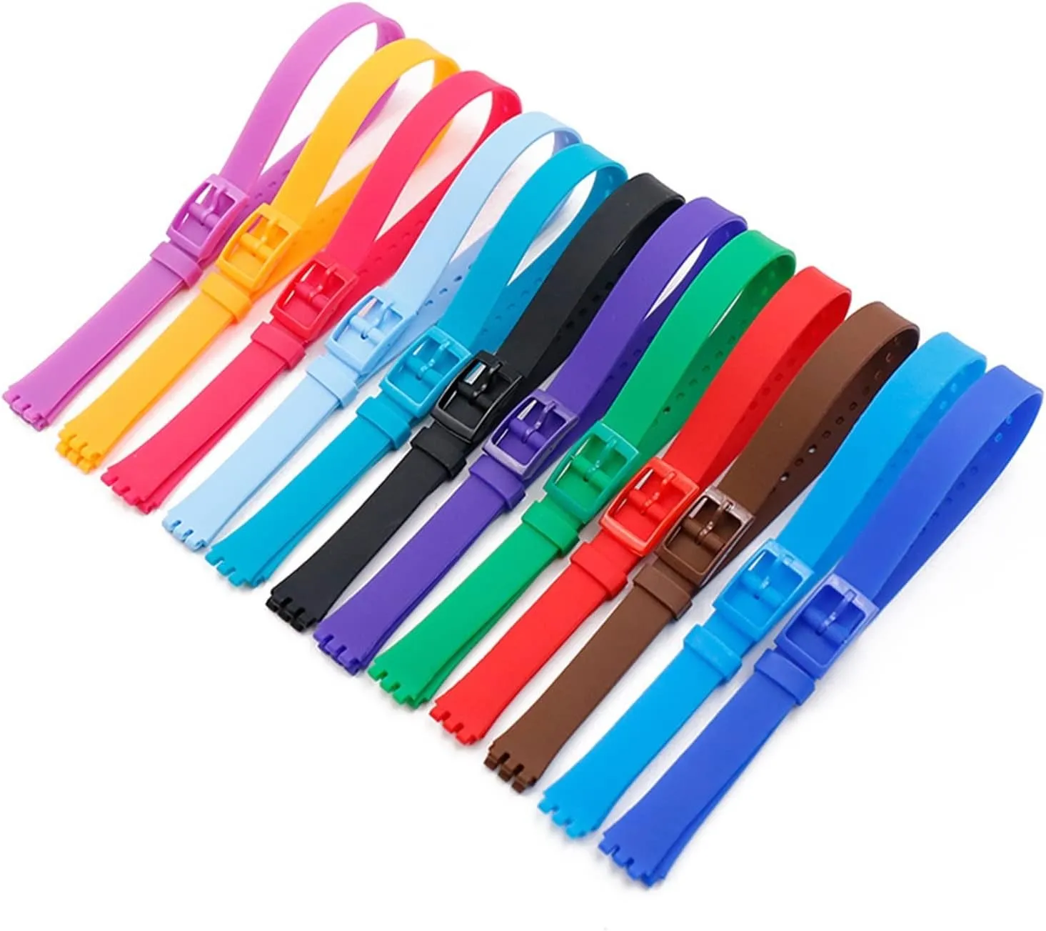 CAREG Pin Buckle 12mm Silicone Strap Women's Watch Accessories Compatible With Swatch LW143 LB131 LB170 LS115 Long Children's Strap Watch Band Durable