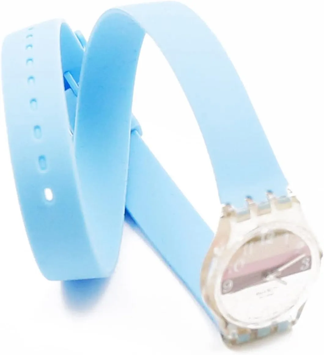 CAREG Pin Buckle 12mm Silicone Strap Women's Watch Accessories Compatible With Swatch LW143 LB131 LB170 LS115 Long Children's Strap Watch Band Durable