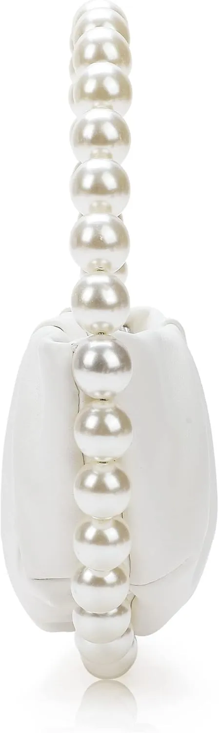 CARIEDO Pearl Soft Face Pleated Handbag Advanced Evening Bag Party Prom Bride Purse Phone Clutch Purse