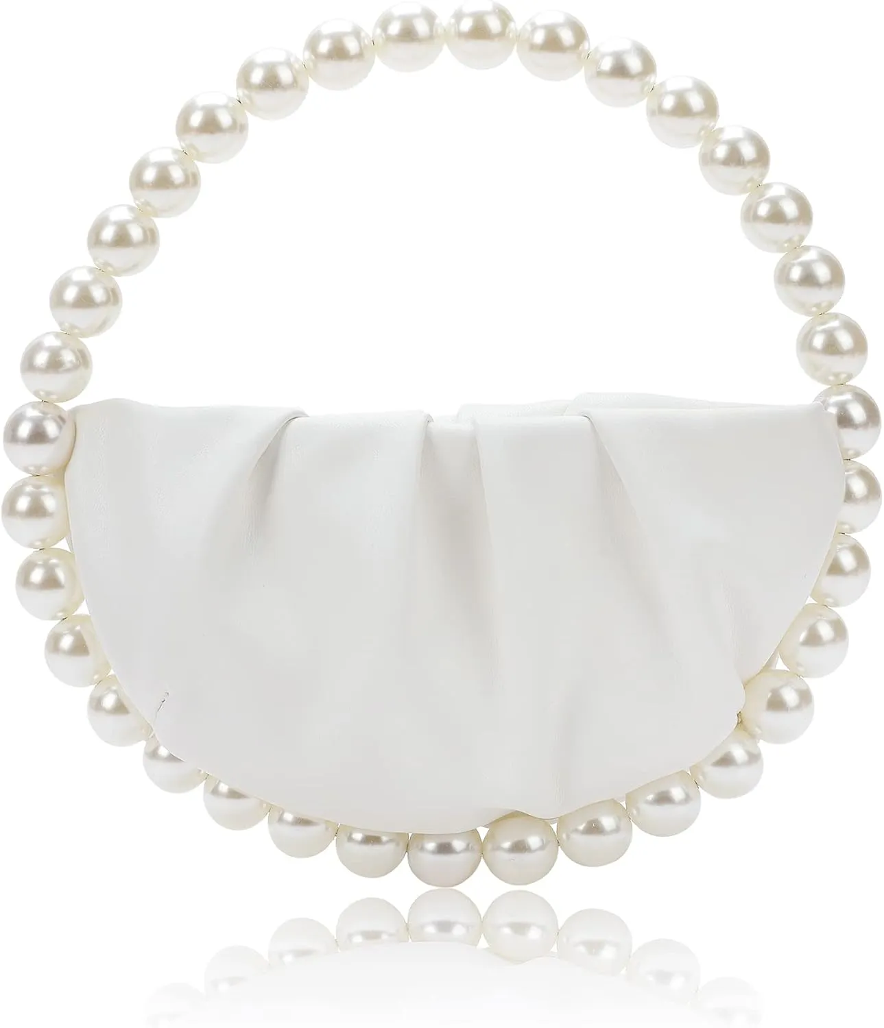 CARIEDO Pearl Soft Face Pleated Handbag Advanced Evening Bag Party Prom Bride Purse Phone Clutch Purse