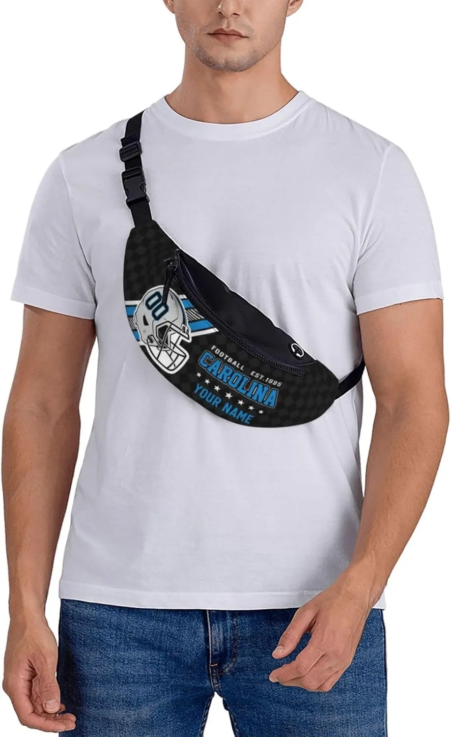 Carolina Waist Bag Adjustable Football Belt Bag Personalized Custom Fanny Pack Sports Hiking Running Belt Waist Pack for Women Men Fans Gifts