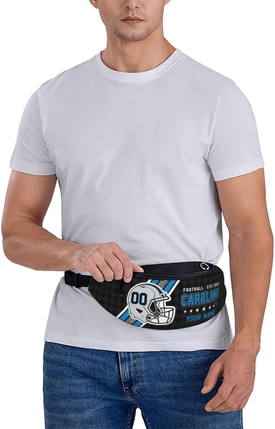 Carolina Waist Bag Adjustable Football Belt Bag Personalized Custom Fanny Pack Sports Hiking Running Belt Waist Pack for Women Men Fans Gifts