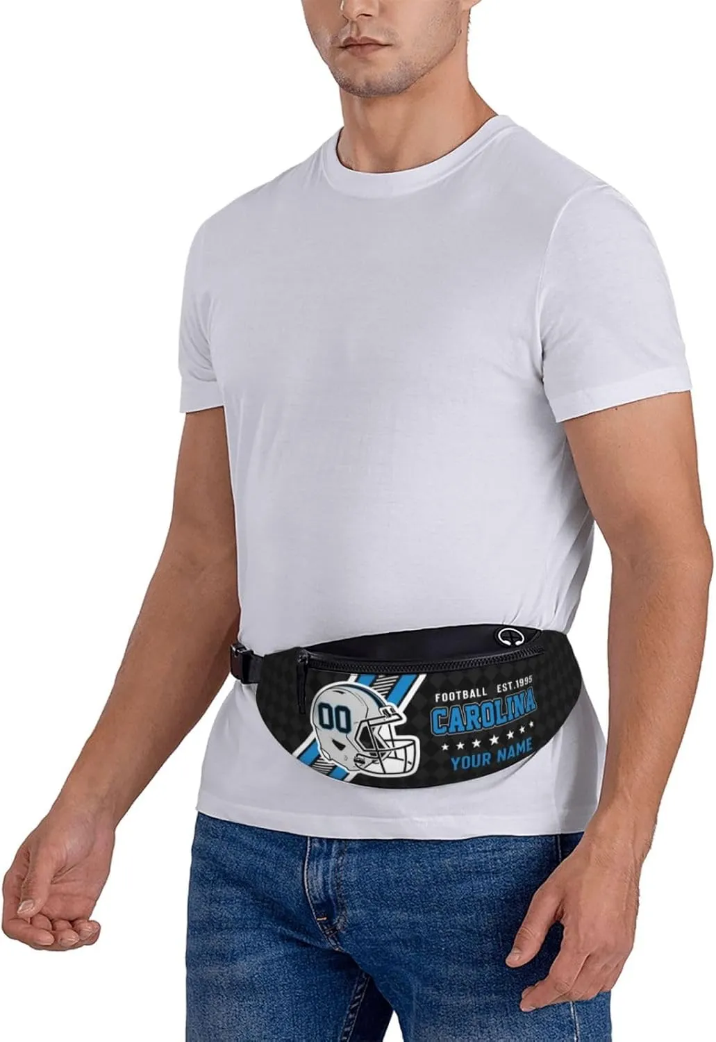Carolina Waist Bag Adjustable Football Belt Bag Personalized Custom Fanny Pack Sports Hiking Running Belt Waist Pack for Women Men Fans Gifts