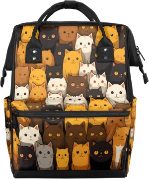 Cartoon Cats Cute Diaper Bag Mommy Bags With Adjustable Shoulder Strap Waterproof Multifunction Shoulder Bag Travel Large Capacity Backpack for Moms And Dads