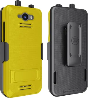 Case Compatible with Sonim XP5PLUS (XP5900) (Knob and No Knob Versions), Protective Case and Belt Clip Holster Combo with Kickstand and Screen Protector (Yellow)