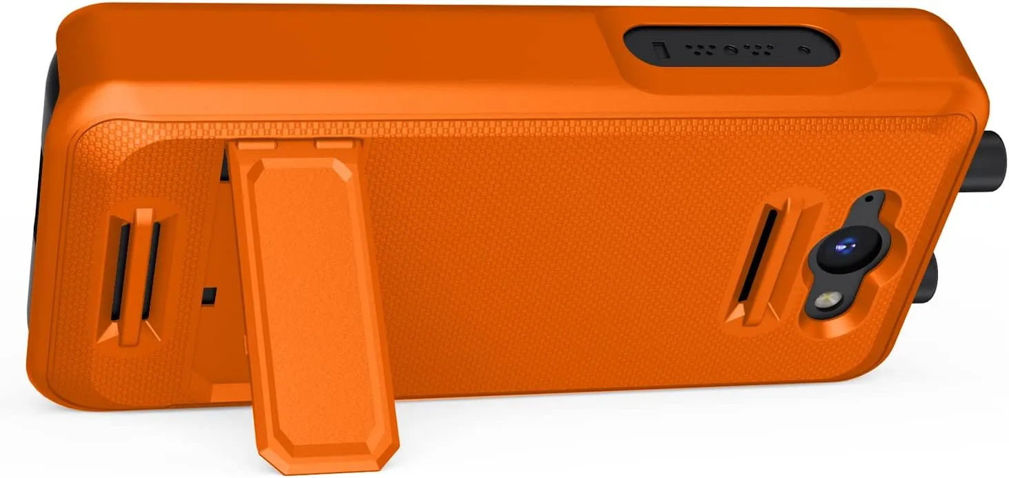 Case Compatible with Sonim XP5PLUS (XP5900), Protective Case and Belt Clip Holster Combo with Kickstand and Screen Protector (Orange)