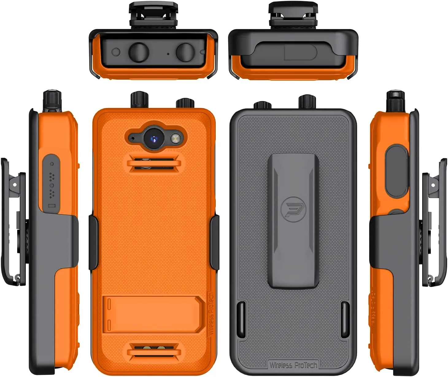 Case Compatible with Sonim XP5PLUS (XP5900), Protective Case and Belt Clip Holster Combo with Kickstand and Screen Protector (Orange)
