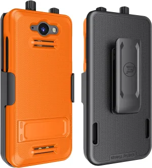 Case Compatible with Sonim XP5PLUS (XP5900), Protective Case and Belt Clip Holster Combo with Kickstand and Screen Protector (Orange)