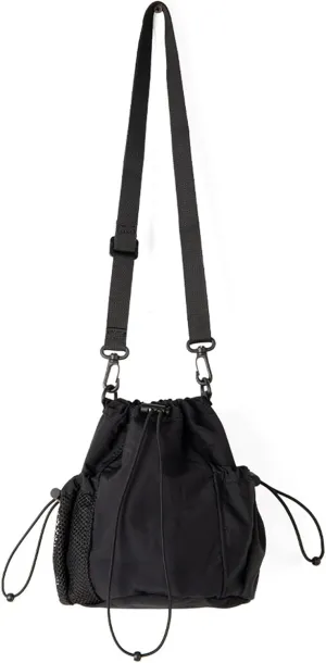 Casual Nylon Bucket Bag with Drawstring Pleats Shoulder Pack Adjustable Strap Satchel Crossbody Purse for Women
