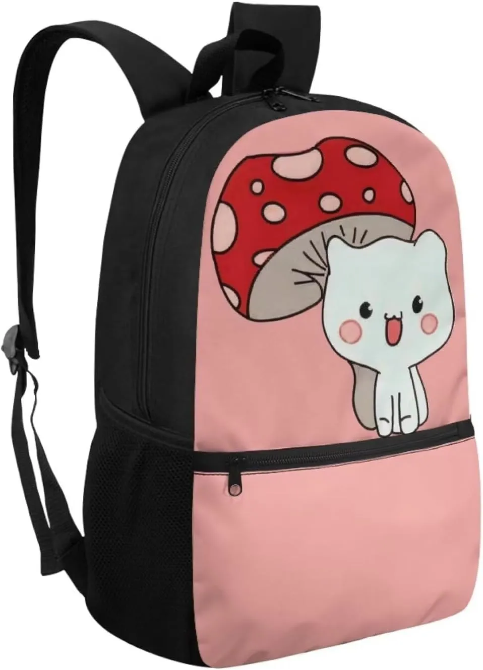 Cat Backpack for School Girls 6th Grade Mushroom Kitten Bookbag for Kids 8-10/12-14 Elementary Book Bag Middle School Bag Student Schoolbag 17inch Back Pack