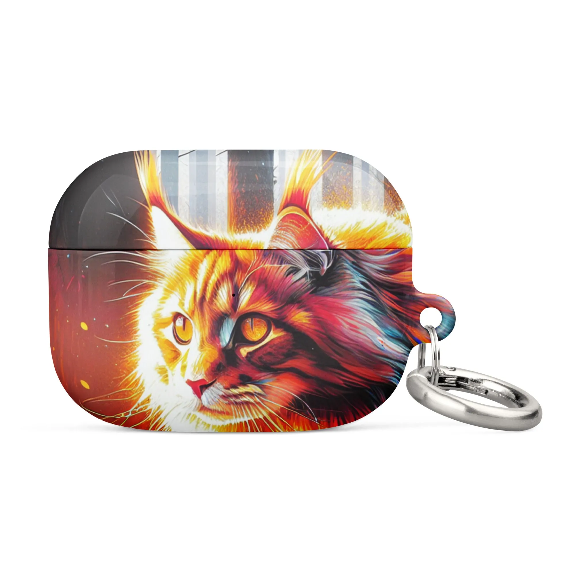 Cat Design AirPods® Case | Impact-Absorbing Polycarbonate | Metal Carabiner | Scratch & Drop Protection