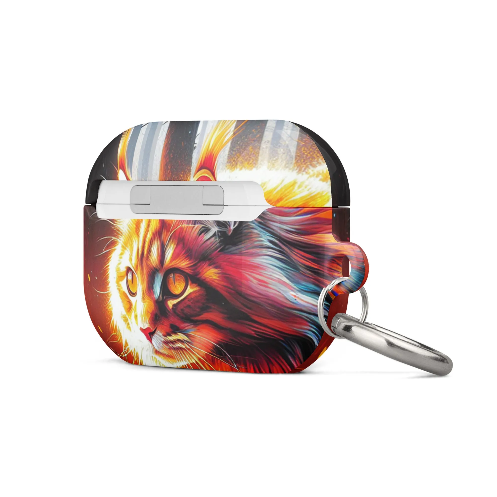 Cat Design AirPods® Case | Impact-Absorbing Polycarbonate | Metal Carabiner | Scratch & Drop Protection