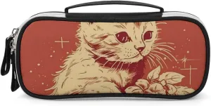 Cat Lying on The Box Leather Makeup Bag Portable Small Cosmetic Organizer Waterproof Toiletry Bags Brushes Pencils And Travel Make Up Accessories