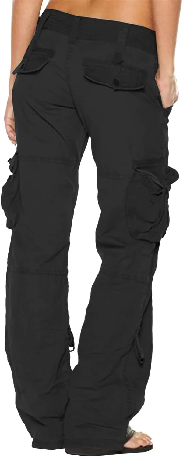 Ceboyel Women's Baggy Parachute Pants Straight Wide Leg Cargo Pants Multiple Pockets Jogger Trousers Y2K Clothing 2023