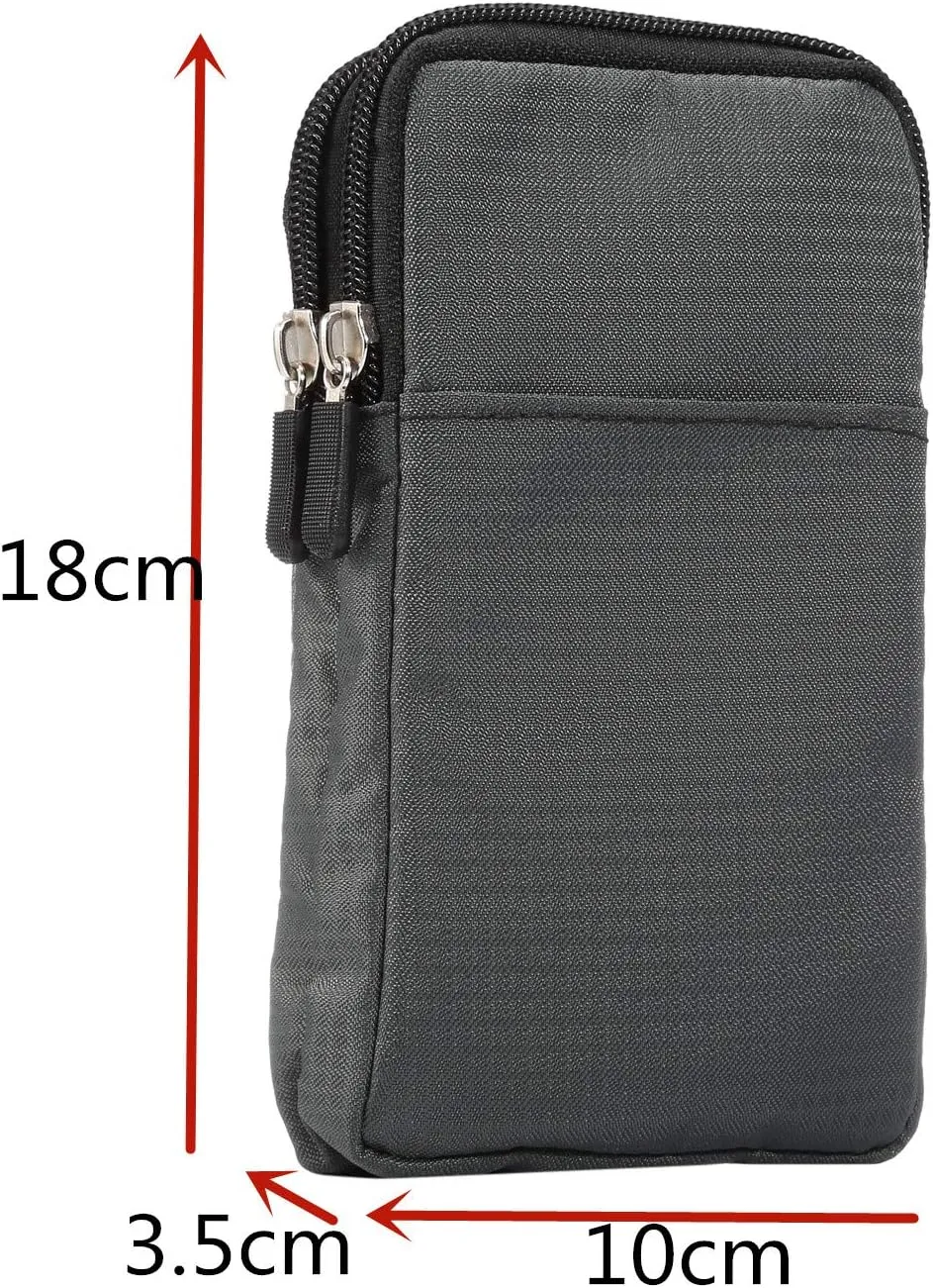 Cell Phone Belt Clip Bag Men, Cell Phone Shoulder Holster, 6.0" Outdoor Travel Vertical Phone Holster Waist Pouch Cellphone Shoulder Messenger Bag Zipper Wallet Phone Holder with Belt Loop Carabiner