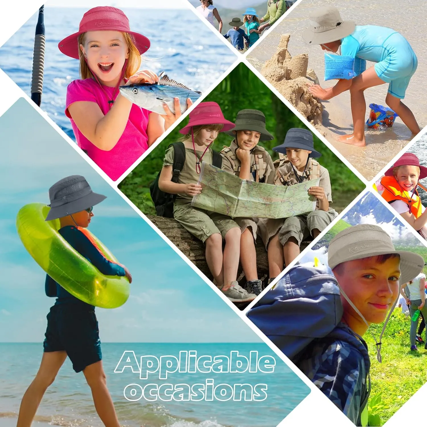 Century Star Outdoor Kids Sun Hat UPF 50  Quick Dry Adjustable Bucket Hat Windproof Waterproof Beach Fishing Safari Hat