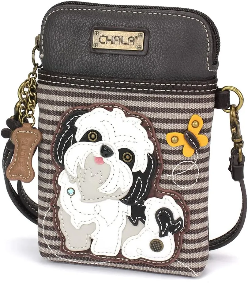 CHALA Cell Phone Crossbody Purse-Women PU Leather/Canvas Multicolor Handbag with Adjustable Strap