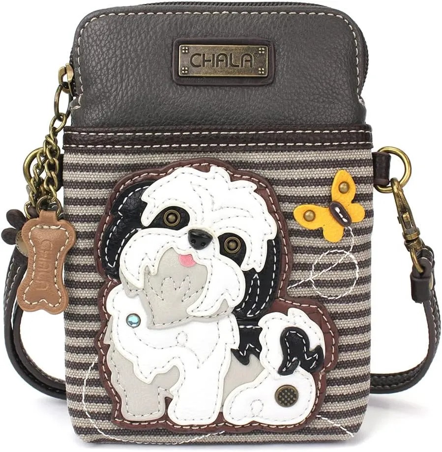 CHALA Cell Phone Crossbody Purse-Women PU Leather/Canvas Multicolor Handbag with Adjustable Strap