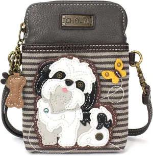 CHALA Cell Phone Crossbody Purse-Women PU Leather/Canvas Multicolor Handbag with Adjustable Strap