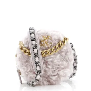 CHANEL 19 Round Clutch with Chain Quilted Shearling