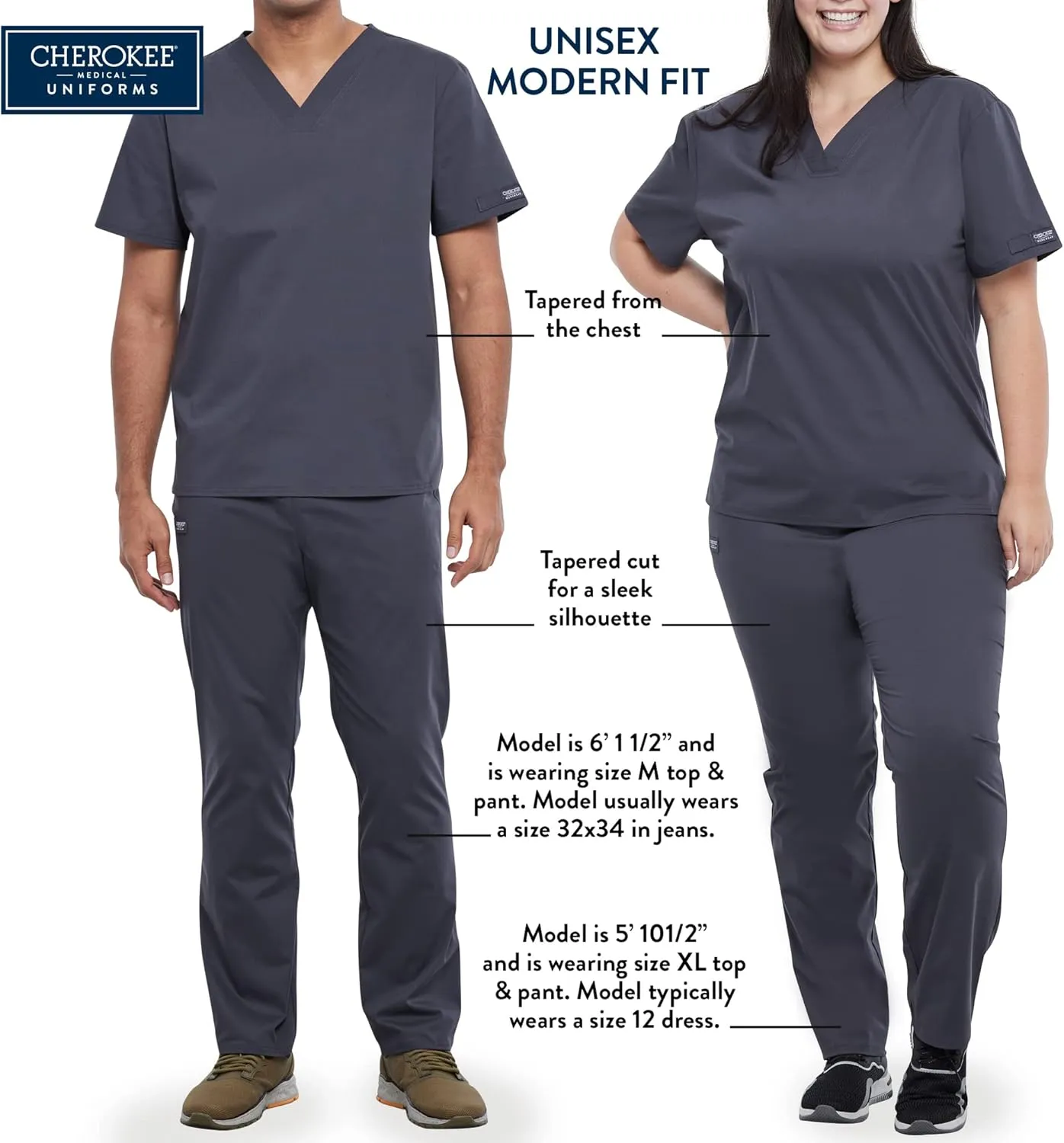 Cherokee Men and Women Scrub Set, V-neck Scrub Top with Drawstring Pants WW530C