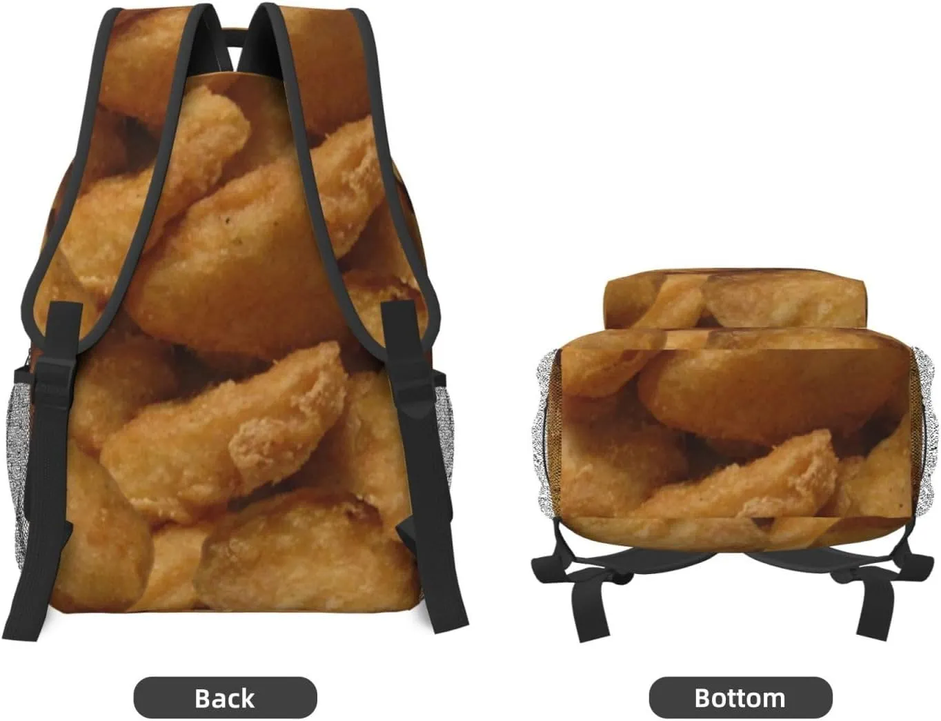 Chicken Nuggets Backpack Funny Food Laptop Bookbag Travel Daypack Lightweight Durable Bag For Women Men