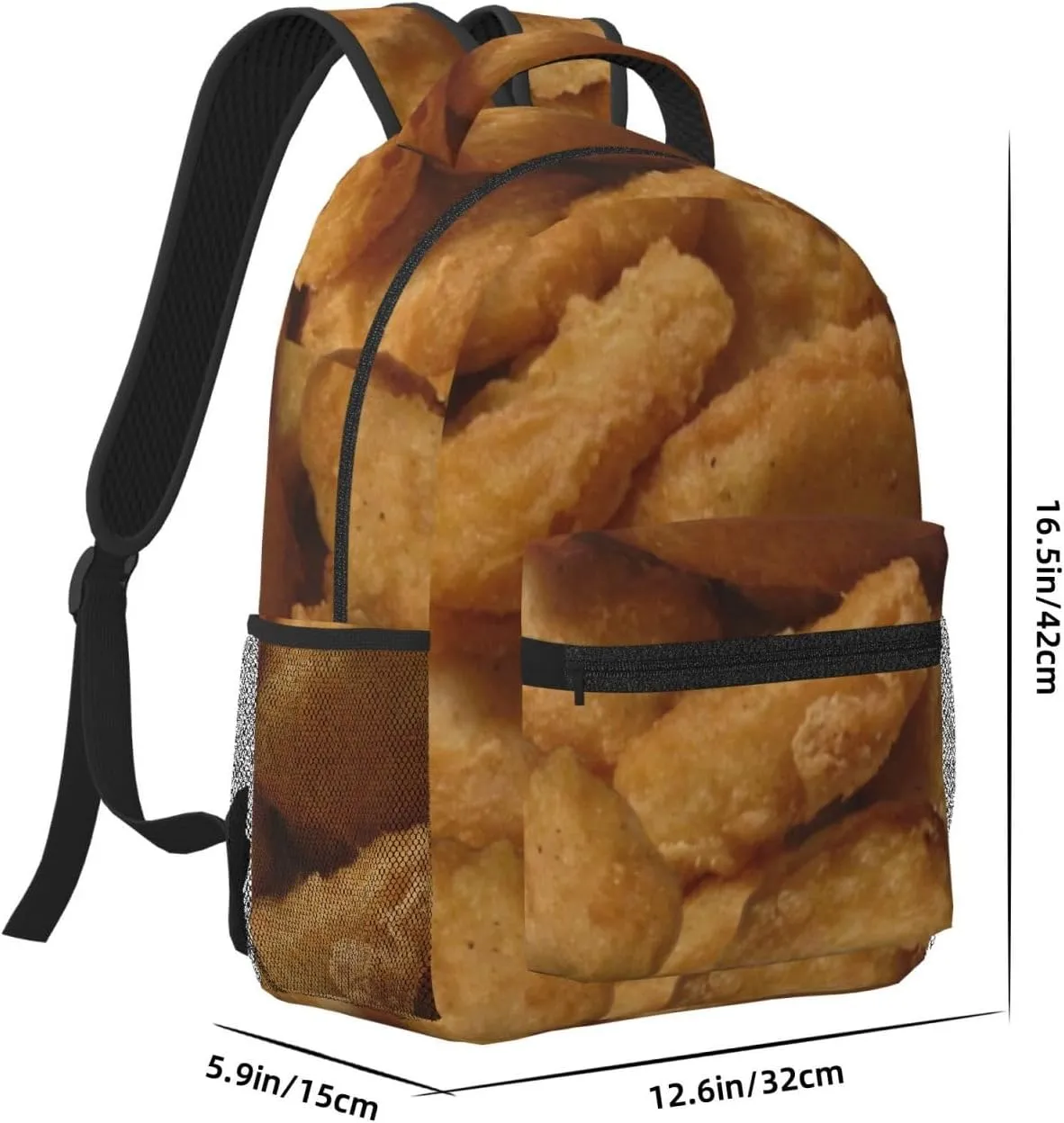 Chicken Nuggets Backpack Funny Food Laptop Bookbag Travel Daypack Lightweight Durable Bag For Women Men