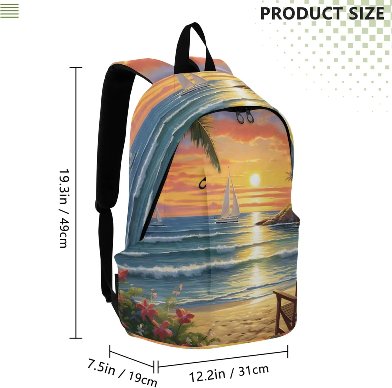 CHIFIGNO Animal Print Casual Backpack for Women Daypack Beach Scene Tropical Lightweight Bookbag School Backpack