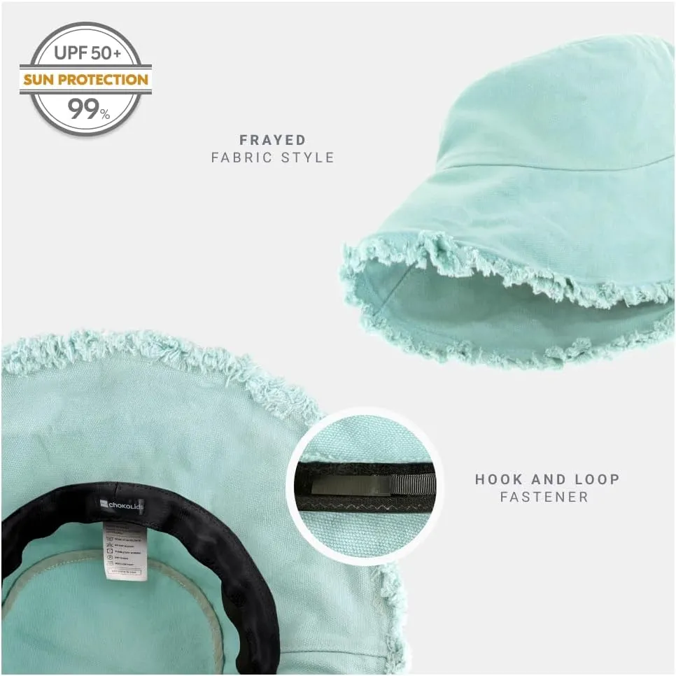 CHOK.LIDS Frayed Bucket Hats for Women Men Unisex Trendy Washed Cotton Floppy Wide Brim Boonie Outdoor Summer Beach Headwear