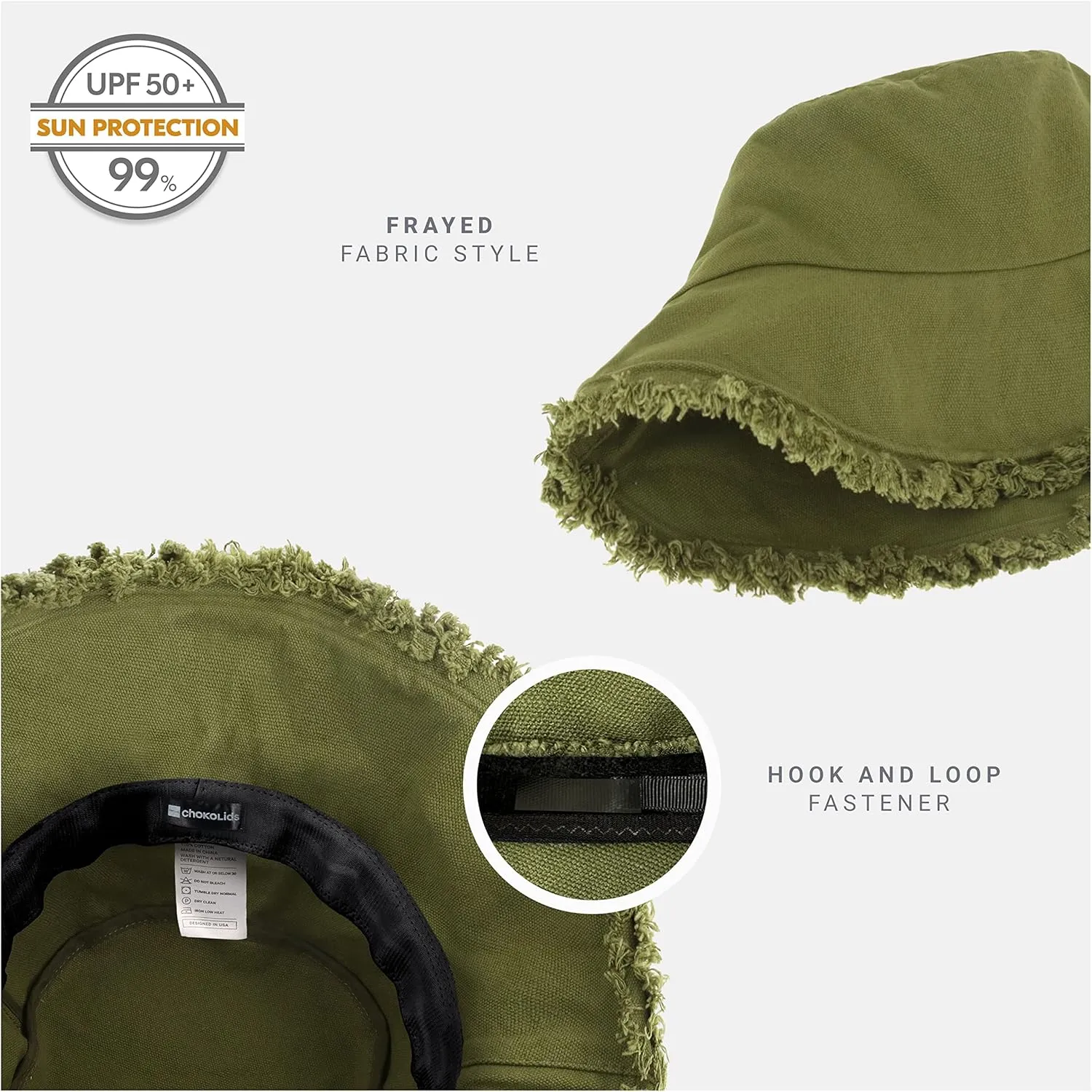 CHOK.LIDS Frayed Bucket Hats for Women Men Unisex Trendy Washed Cotton Floppy Wide Brim Boonie Outdoor Summer Beach Headwear