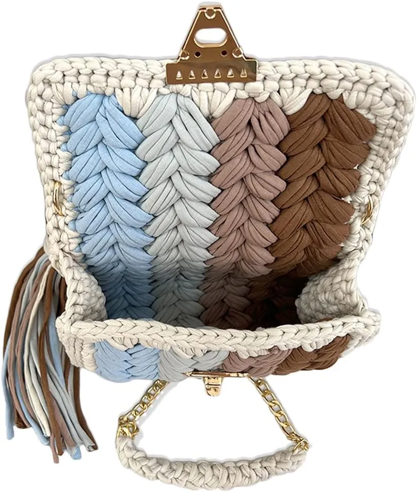 CHQEL Evening Clutch Bag for Women, Handmade Crochet Wedding Party Purse, Small Flap Formal Crossbody Handbag Evening Clutch
