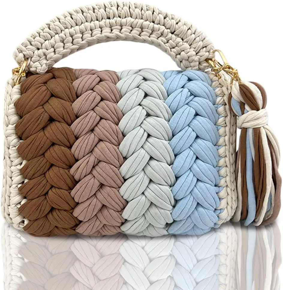 CHQEL Evening Clutch Bag for Women, Handmade Crochet Wedding Party Purse, Small Flap Formal Crossbody Handbag Evening Clutch