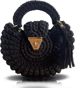 CHQEL Evening Clutch Bag for Women, Handmade Crochet Wedding Party Purse, Small Flap Formal Crossbody Handbag Evening Clutch