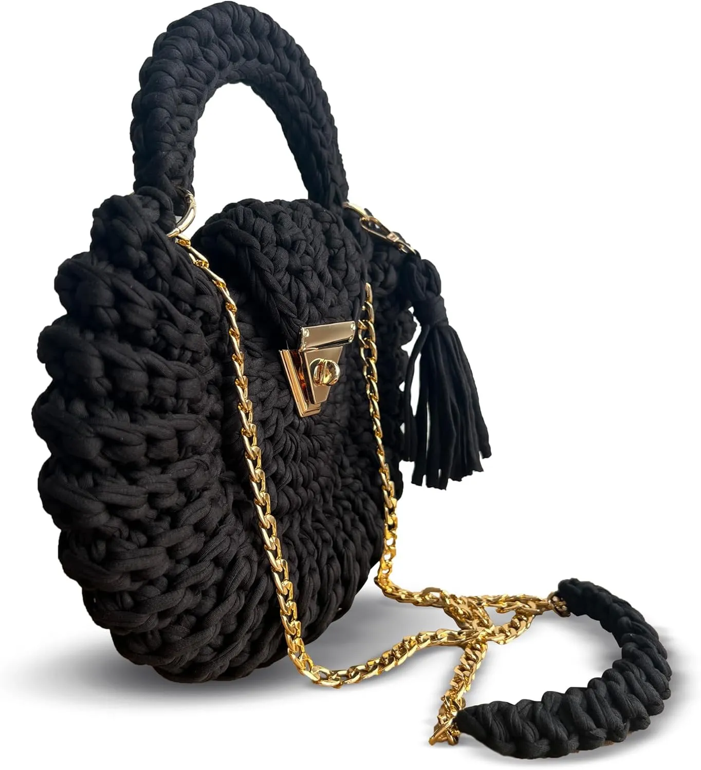 CHQEL Evening Clutch Bag for Women, Handmade Crochet Wedding Party Purse, Small Flap Formal Crossbody Handbag Evening Clutch