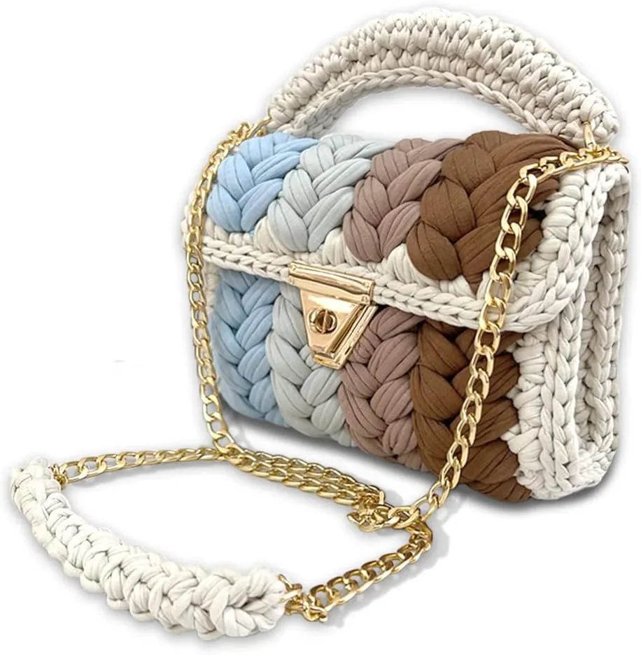 CHQEL Evening Clutch Bag for Women, Handmade Crochet Wedding Party Purse, Small Flap Formal Crossbody Handbag Evening Clutch