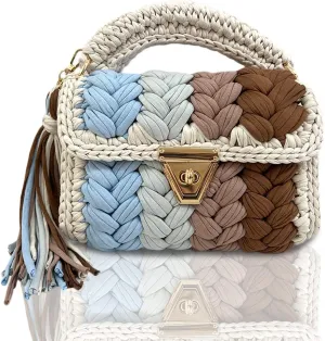 CHQEL Evening Clutch Bag for Women, Handmade Crochet Wedding Party Purse, Small Flap Formal Crossbody Handbag Evening Clutch