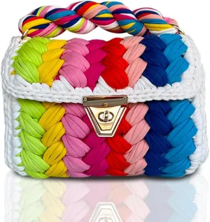 CHQEL Evening Clutch Bag for Women, Handmade Crochet Wedding Party Purse, Small Flap Formal Crossbody Handbag Evening Clutch