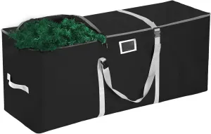 Christmas Tree Storage Bag, Fits Up to 7.5 Ft Xmas Trees, Heavy Duty Anti-Tear 600D Oxford with Reinforced Handle Dual Zippers Wide Opening, Exterior Pockets, Extra Large Moving Bags (Black)