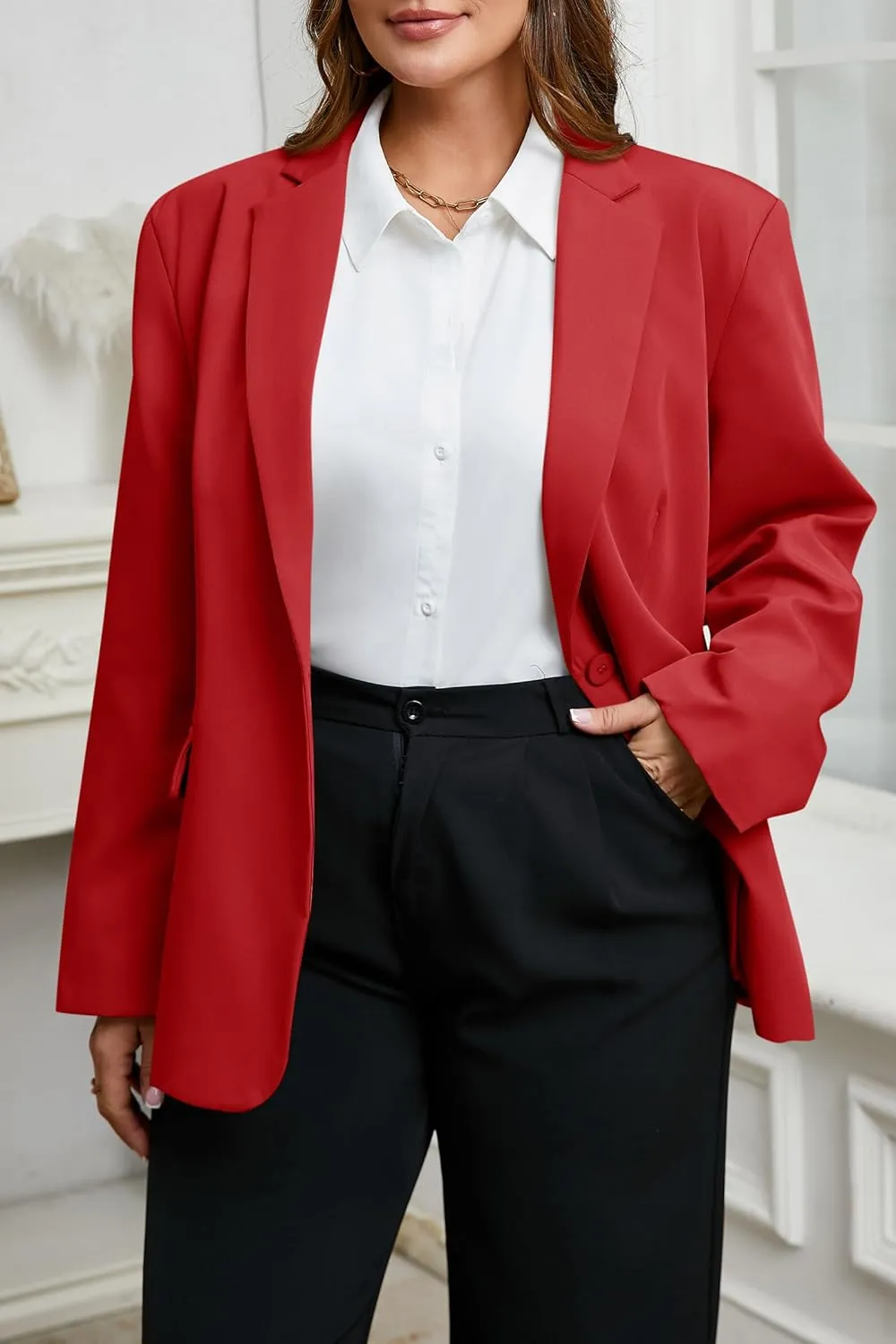 Cicy Bell Womens Plus Size Casual Blazers Lapel Long Sleeve Work Office Suit Jackets Open Front Curvy Blazers
