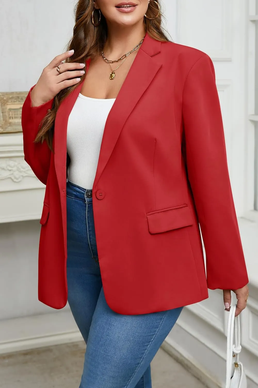 Cicy Bell Womens Plus Size Casual Blazers Lapel Long Sleeve Work Office Suit Jackets Open Front Curvy Blazers