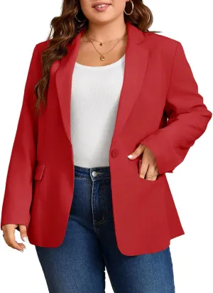 Cicy Bell Womens Plus Size Casual Blazers Lapel Long Sleeve Work Office Suit Jackets Open Front Curvy Blazers